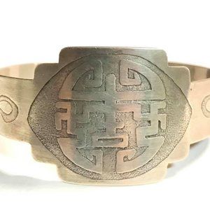 Sterling Silver Chinese Symbol Cuff Bracelet